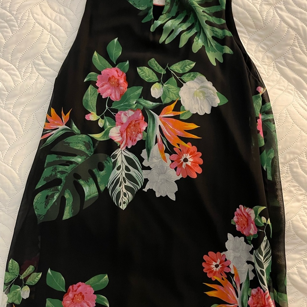 Vince Camuto Black Dress with Pink and Green Floral Print - Picture 4 of 5